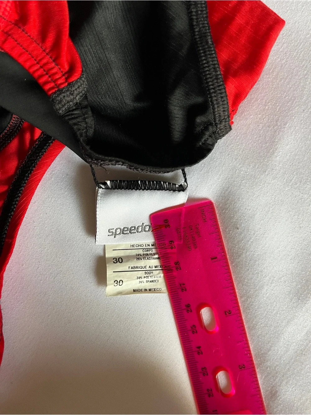 Speedo Fastskin FSII Competitive Swimsuit Red Black Size 30 One Piece Flyback